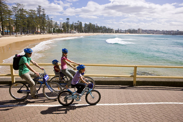 Cyclist riding along Sydney's Northern Beaches